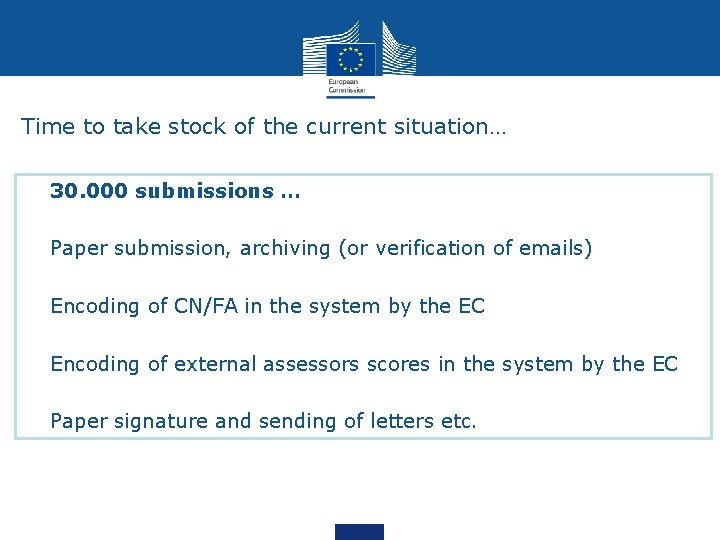 Time to take stock of the current situation… • 30. 000 submissions … •