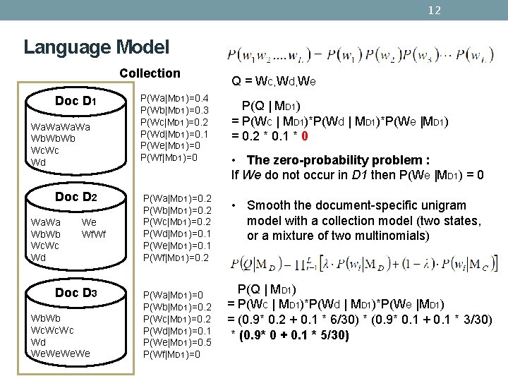 12 Language Model Collection Doc D 1 Wa. Wa. Wa Wb. Wb Wc. Wc 12 Language Model Collection Doc D 1 Wa. Wa. Wa Wb. Wb Wc. Wc