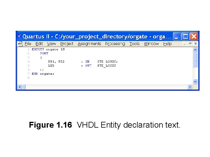 Figure 1. 16 VHDL Entity declaration text. 