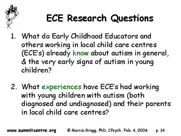 ECE Research Questions 1. What do Early Childhood Educators and others working in local