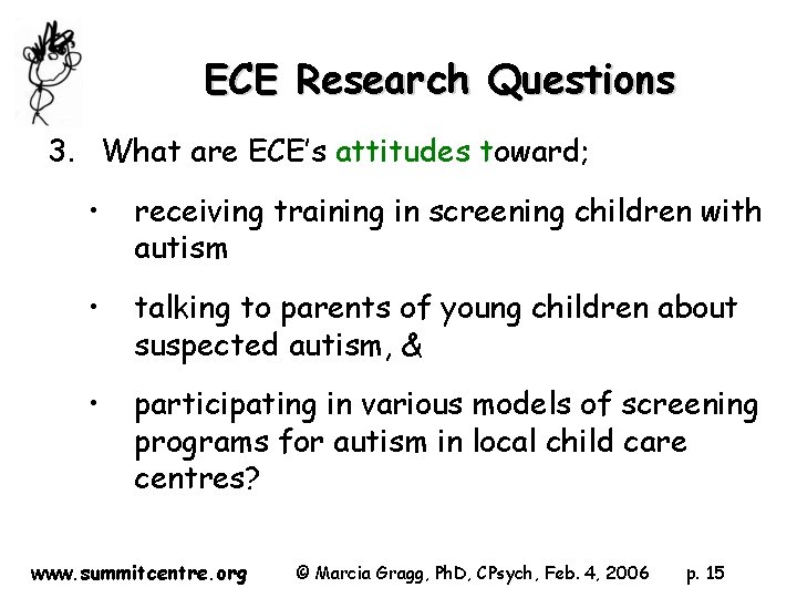 ECE Research Questions 3. What are ECE’s attitudes toward; • receiving training in screening