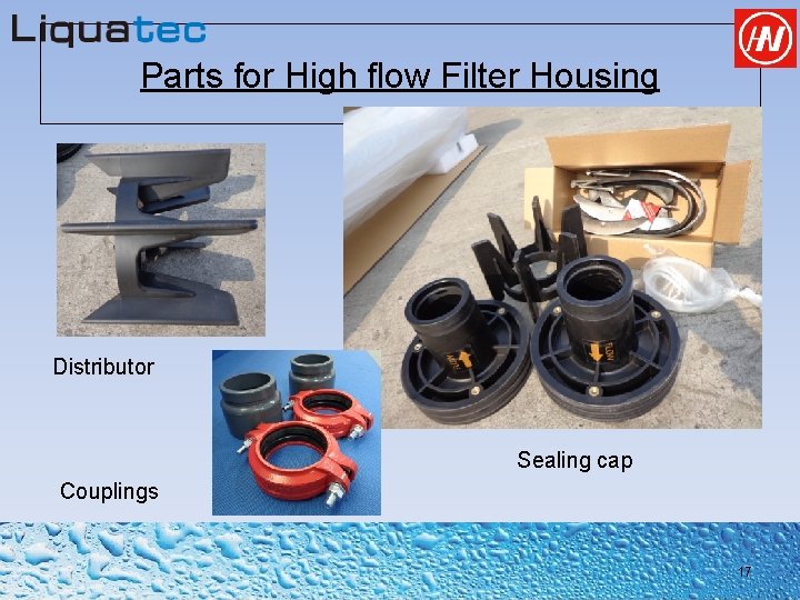 Parts for High flow Filter Housing Distributor Sealing cap Couplings 17 