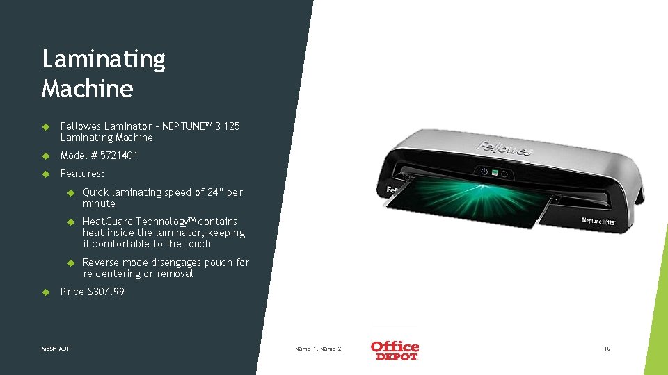 Laminating Machine Fellowes Laminator - NEPTUNE™ 3 125 Laminating Machine Model # 5721401 Features: