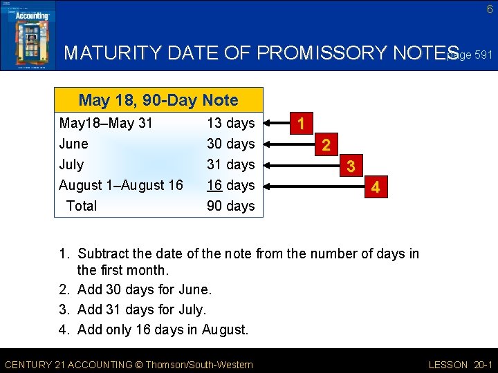 6 page 591 MATURITY DATE OF PROMISSORY NOTES May 18, 90 -Day Note May 6 page 591 MATURITY DATE OF PROMISSORY NOTES May 18, 90 -Day Note May