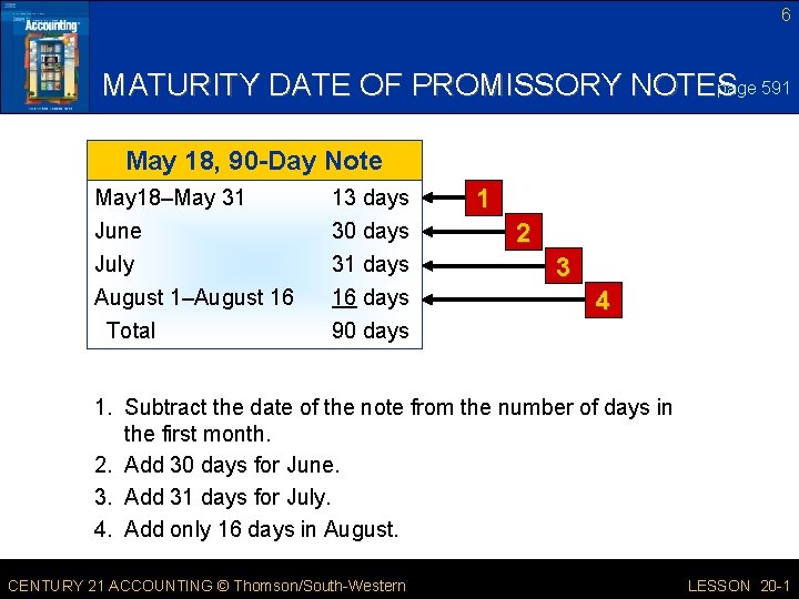 6 page 591 MATURITY DATE OF PROMISSORY NOTES May 18, 90 -Day Note May