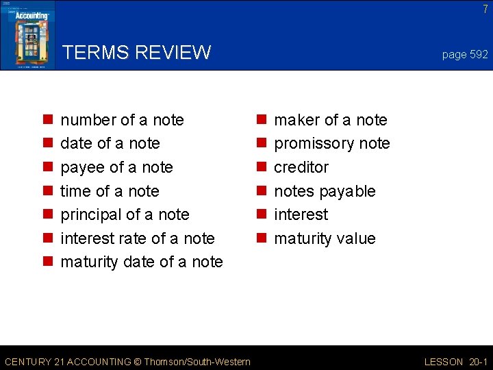 7 TERMS REVIEW n n n number of a note date of a note 7 TERMS REVIEW n n n number of a note date of a note