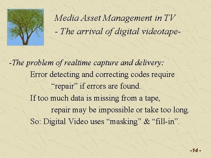 Media Asset Management in TV - The arrival of digital videotape-The problem of realtime