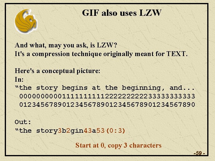 GIF also uses LZW And what, may you ask, is LZW? It's a compression