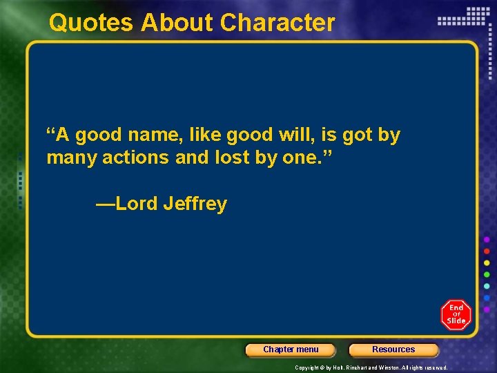 Quotes About Character “A good name, like good will, is got by many actions