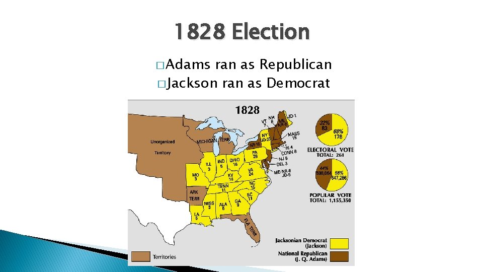 1828 Election � Adams ran as Republican � Jackson ran as Democrat 