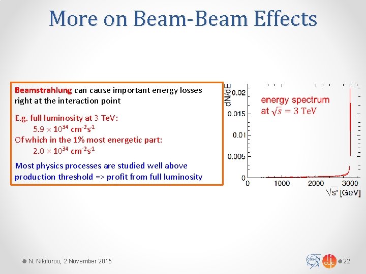 More on Beam-Beam Effects Beamstrahlung can cause important energy losses right at the interaction