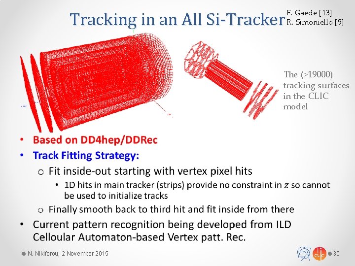 Tracking in an All Si-Tracker F. Gaede [13] R. Simoniello [9] The (>19000) tracking