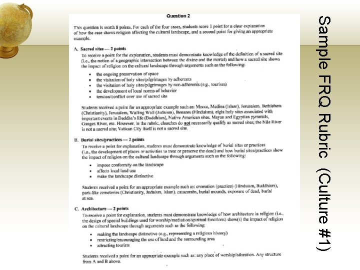 Sample FRQ Rubric (Culture #1) 