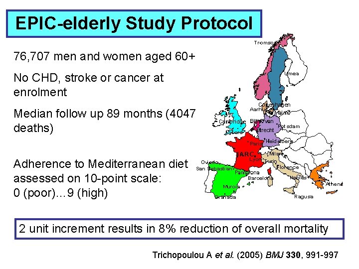 EPIC-elderly Study Protocol 76, 707 men and women aged 60+ No CHD, stroke or