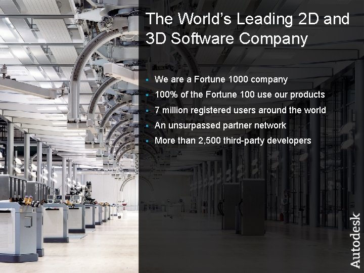 The World’s Leading 2 D and 3 D Software Company © 2006 Autodesk §