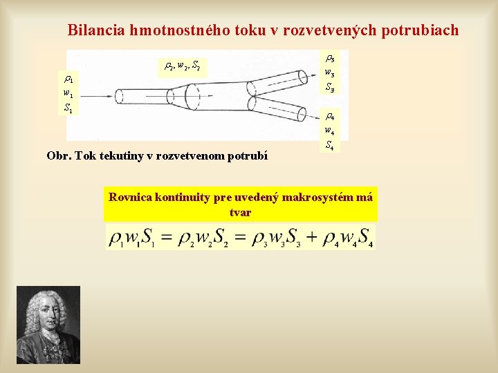 Bilancia hmotnostného toku v rozvetvených potrubiach 1 2, w 2, S 2 3 w