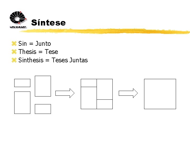 Síntese z Sin = Junto z Thesis = Tese z Sinthesis = Teses Juntas