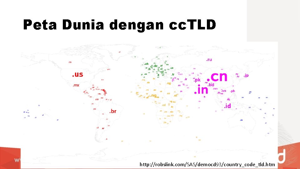 Peta Dunia dengan cc. TLD http: //robslink. com/SAS/democd 93/country_code_tld. htm 