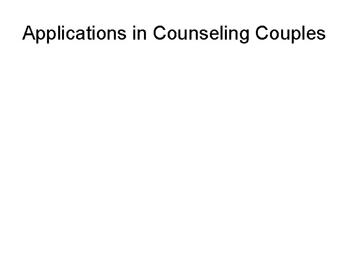 Applications in Counseling Couples 
