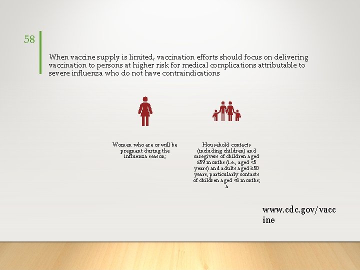 58 When vaccine supply is limited, vaccination efforts should focus on delivering vaccination to