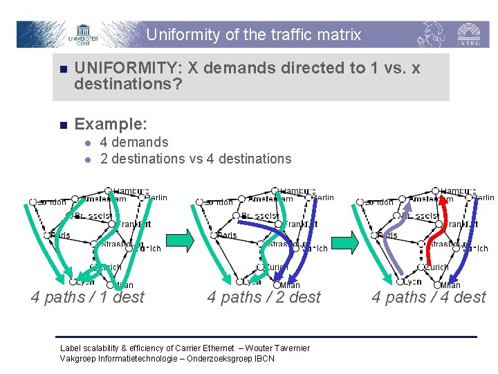 Uniformity of the traffic matrix n UNIFORMITY: X demands directed to 1 vs. x