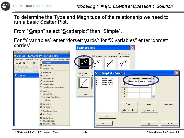 Modeling Y = f(x) Exercise: Question 1 Solution To determine the Type and Magnitude