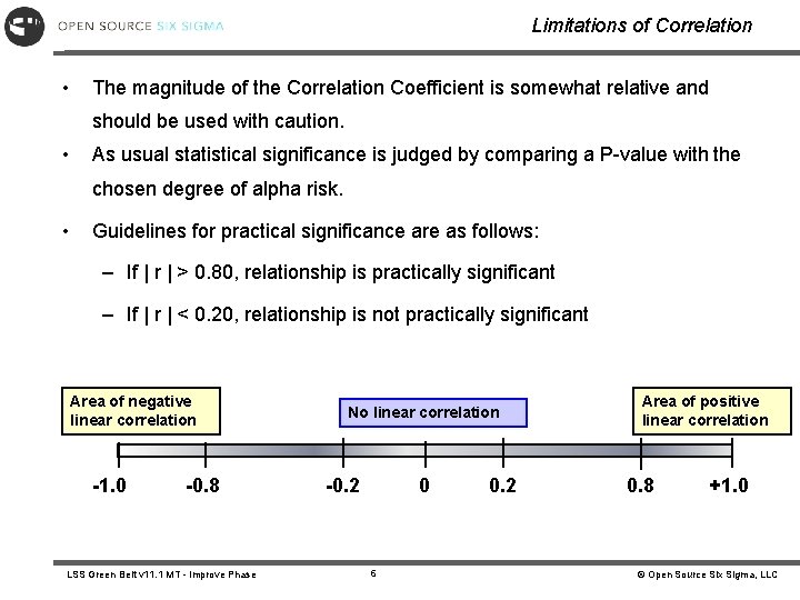 Limitations of Correlation • The magnitude of the Correlation Coefficient is somewhat relative and