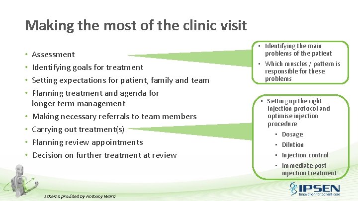 Making the most of the clinic visit • • Assessment Identifying goals for treatment