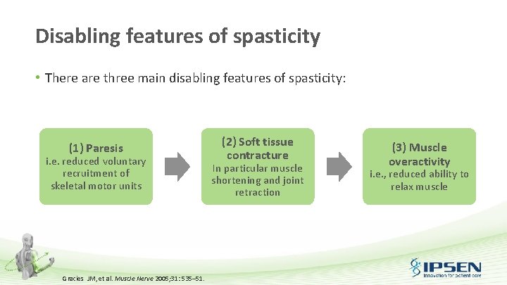 Disabling features of spasticity • There are three main disabling features of spasticity: (1)