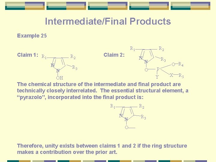 Intermediate/Final Products Example 25 Claim 1: R 1 R 2 N N OH Claim