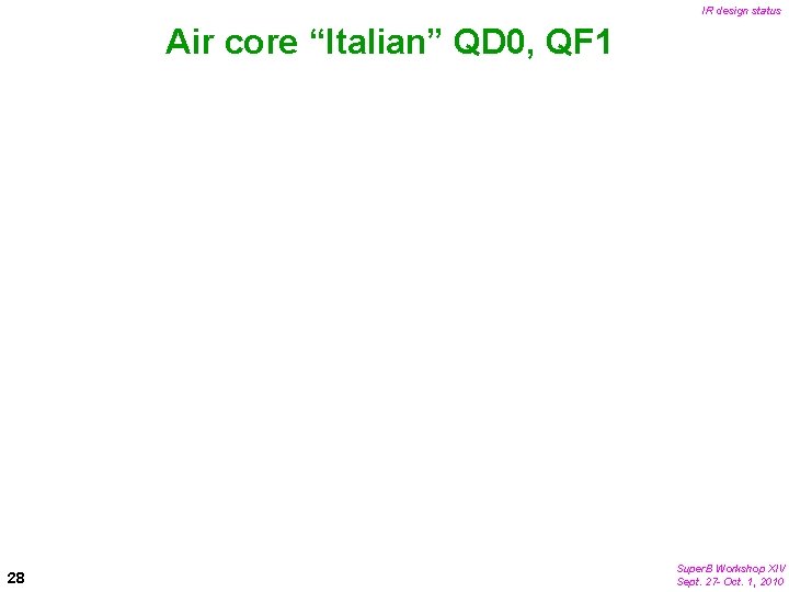 IR design status Air core “Italian” QD 0, QF 1 28 Super. B Workshop