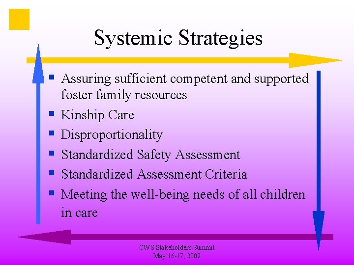 Systemic Strategies § Assuring sufficient competent and supported § § § foster family resources