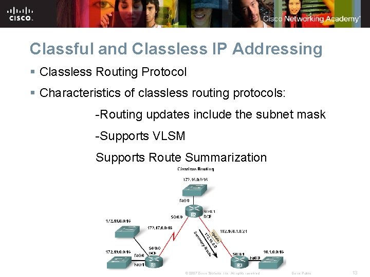 Classful and Classless IP Addressing § Classless Routing Protocol § Characteristics of classless routing