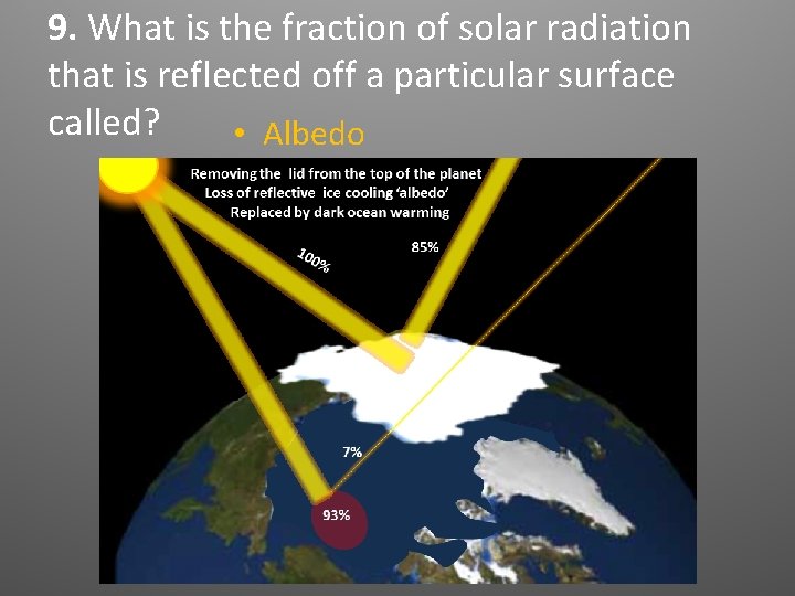 9. What is the fraction of solar radiation that is reflected off a particular 9. What is the fraction of solar radiation that is reflected off a particular