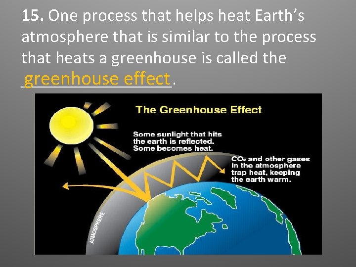15. One process that helps heat Earth’s atmosphere that is similar to the process 15. One process that helps heat Earth’s atmosphere that is similar to the process