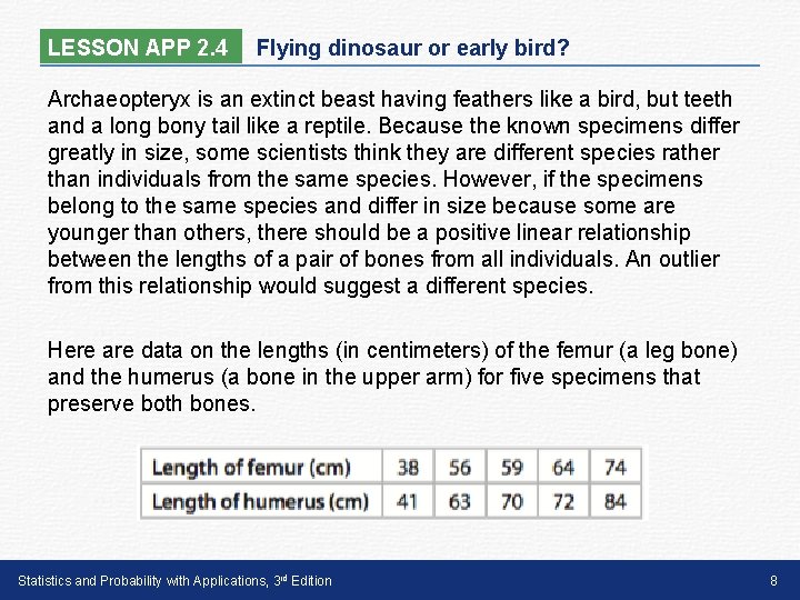 LESSON APP 2. 4 Flying dinosaur or early bird? Archaeopteryx is an extinct beast