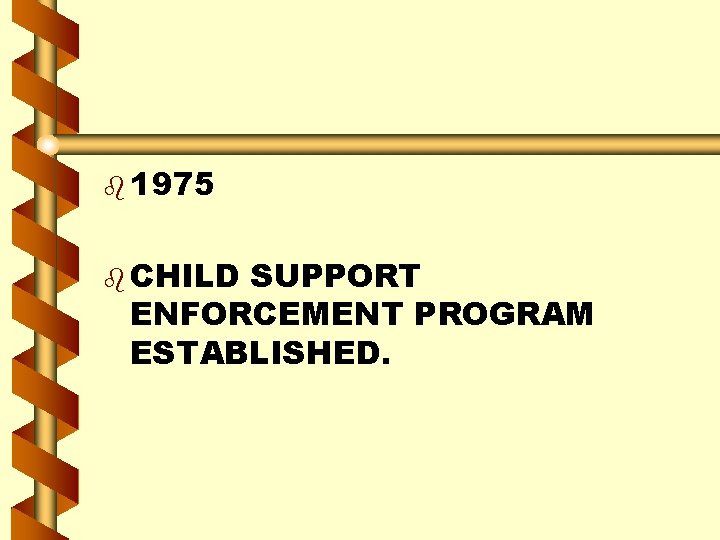 b 1975 b CHILD SUPPORT ENFORCEMENT PROGRAM ESTABLISHED. 