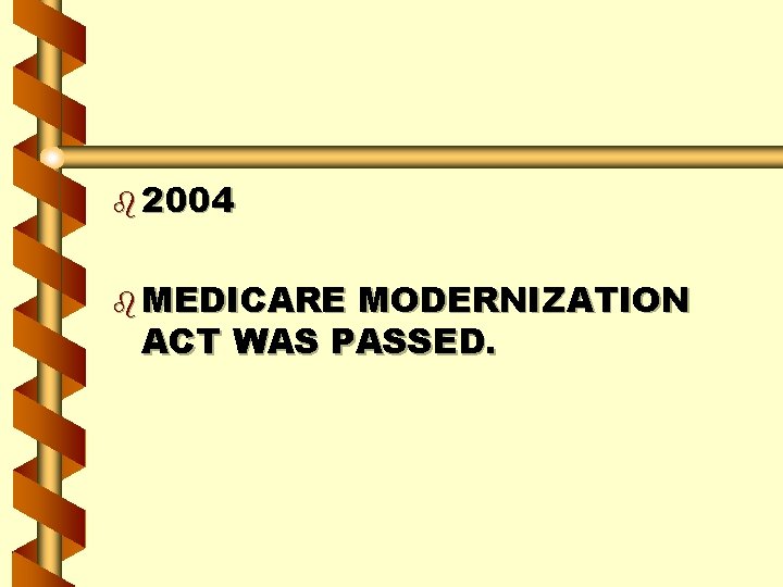 b 2004 b MEDICARE MODERNIZATION ACT WAS PASSED. 