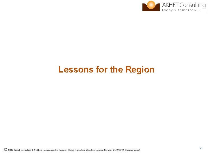 Lessons for the Region 11 
