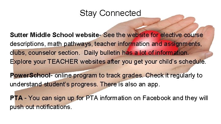 Stay Connected Sutter Middle School website- See the website for elective course descriptions, math