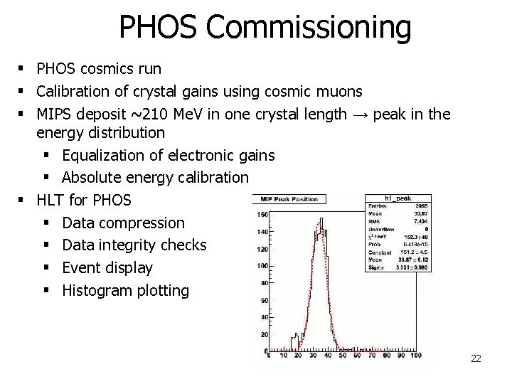 PHOS Commissioning § PHOS cosmics run § Calibration of crystal gains using cosmic muons