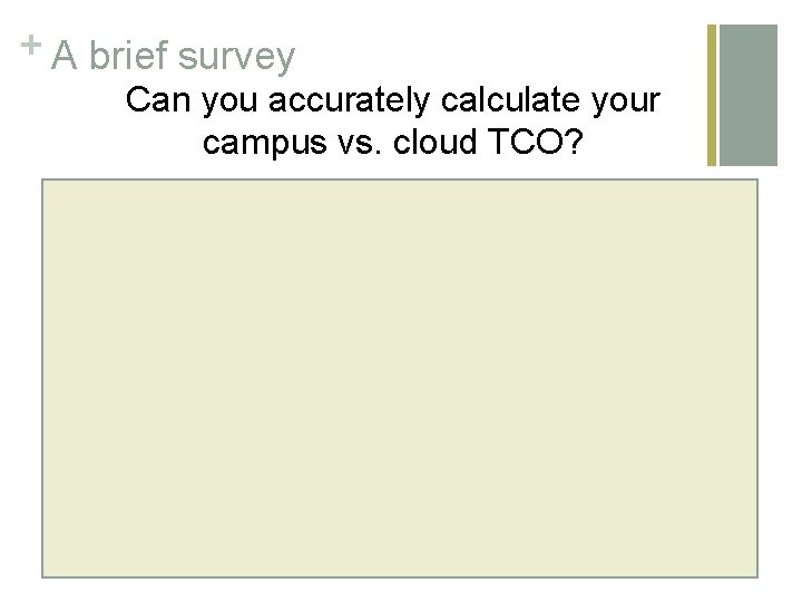 + A brief survey Can you accurately calculate your campus vs. cloud TCO? 