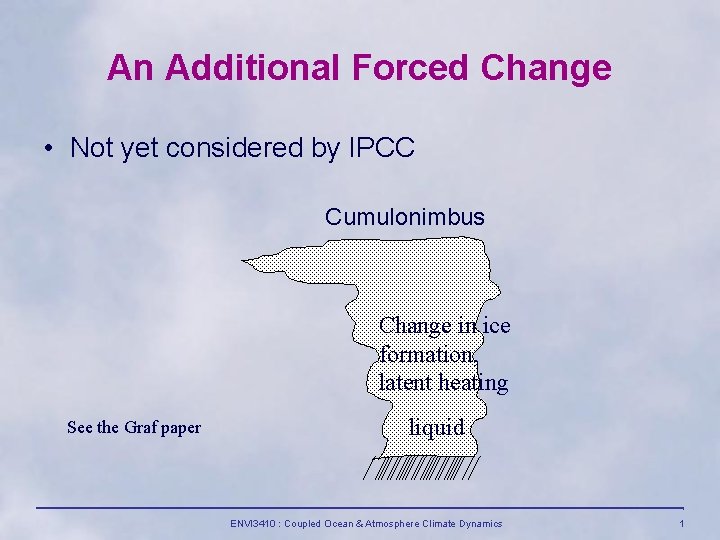 An Additional Forced Change • Not yet considered by IPCC Cumulonimbus Change in ice