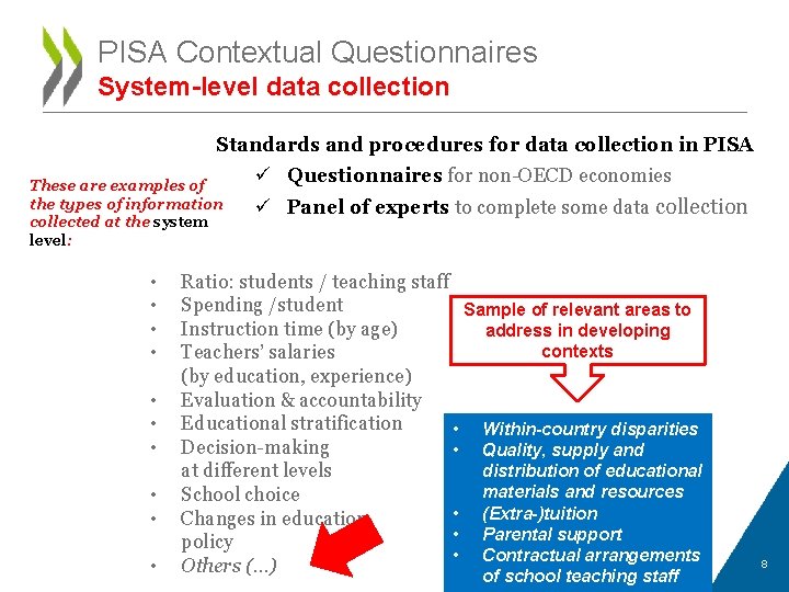 PISA Contextual Questionnaires System-level data collection Standards and procedures for data collection in PISA