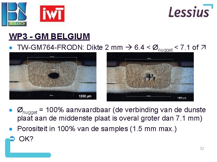 WP 3 - GM BELGIUM TW-GM 764 -FRODN: Dikte 2 mm 6. 4 <