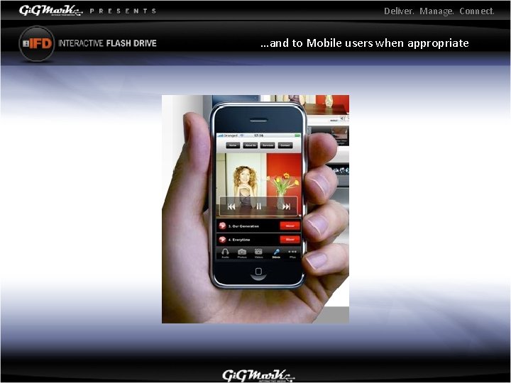Deliver. Manage. Connect. …and to Mobile users when appropriate 