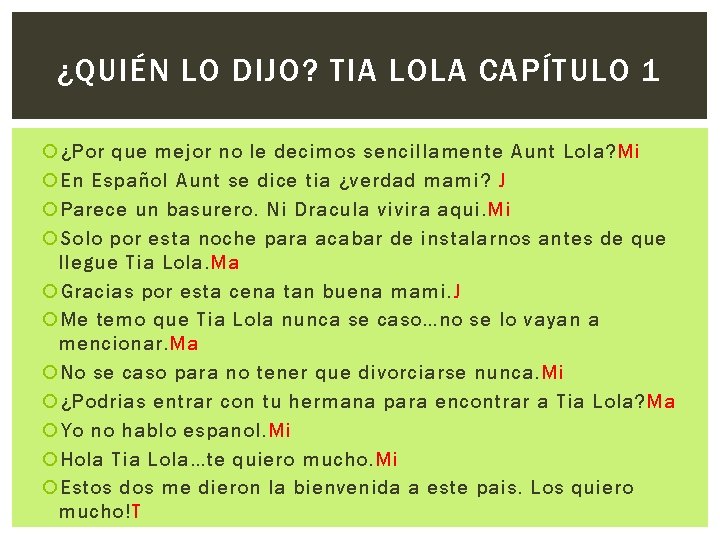 ¿QUIÉN LO DIJO? TIA LOLA CAPÍTULO 1 ¿Por que mejor no le decimos sencillamente