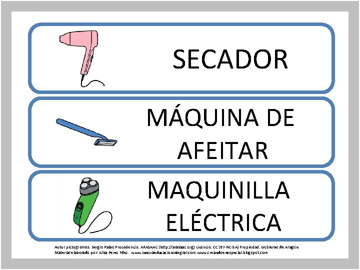  SECADOR MÁQUINA DE AFEITAR MAQUINILLA ELÉCTRICA Autor pictogramas: Sergio Palao Procedencia: ARASAAC (http: