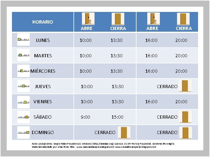 HORARIO ABRE CIERRA LUNES 10: 00 13: 30 16: 00 20: 00 MARTES 10: