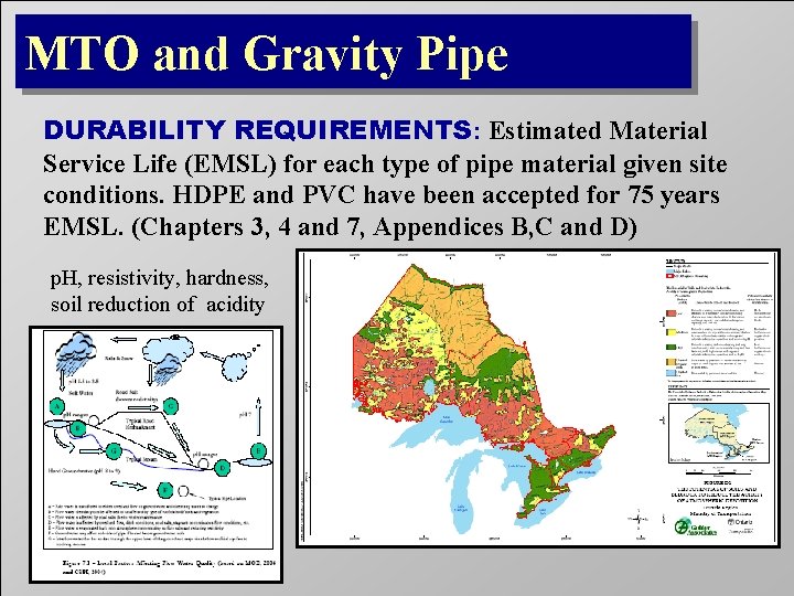 MTO and Gravity Pipe DURABILITY REQUIREMENTS: Estimated Material Service Life (EMSL) for each type